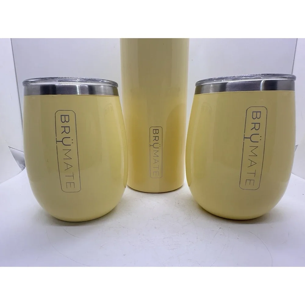 BrüMate Daisy Yellow Winesulator & 2 Uncork'd Wine Tumblers Set
